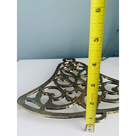 Vintage William A. Rogers Gold Plated Patina Christmas Bell Trivet Holiday Decor - Picture 6 of 10